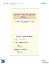 Kinetics - Geochemistry - Lecture Slides - Docsity