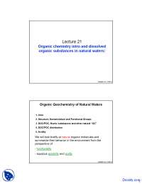 Natural Waters - Geochemistry - Lecture Slides - Docsity