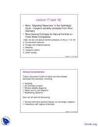 Inorganic solubility - Geochemistry - Lecture Slides - Docsity