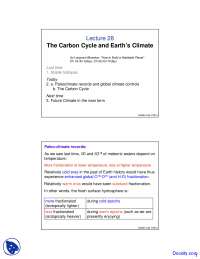 Paleoclimate - Geochemistry - Lecture Slides - Docsity