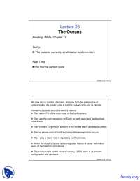 Oceans - Geochemistry - Lecture Slides | Slides Geochemistry | Docsity