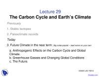 Future Climate - Geochemistry - Lecture Slides - Docsity