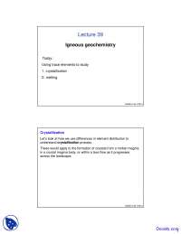 Crystallization - Geochemistry - Lecture Slides - Docsity