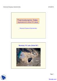 Thermodynamic Data - Geochemistry - Lecture Slides - Docsity