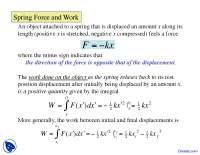Spring Force - General Physics I - Lecture Slides - Docsity