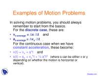 Motion Problems - General Physics I - Lecture Slides - Docsity
