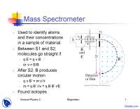 Mass Spectrometer - General Physics I - Lecture Slides - Docsity