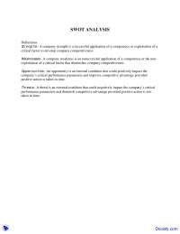 Swot Analysis - Buisness Management - Lecture Notes - Docsity