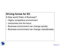 Driving Forces - E-Commerce - Lecture Slides