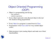 Object Oriented Programming - E-Commerce - Lecture Slides - Docsity