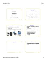 Attention - Introduction to Cognitive Psychology - Lecture Slides - Docsity
