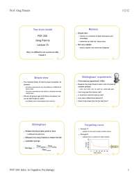 Two Store Model - Introduction to Cognitive Psychology - Lecture Slides ...