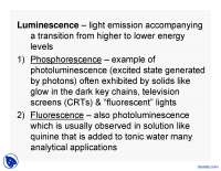 Luminescence - Advanced Analytical Chemistry - Lecture Slides