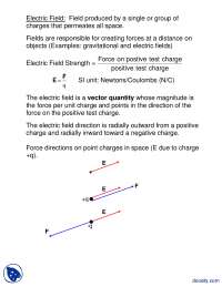 Electric Field - General Physics - Lecture Notes - Docsity