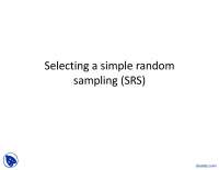Simple Random Sampling - Survey Sampling Techniques - Lecture Slides ...