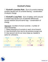 Kirchoff’s Junction Rule - General Physics - Lecture Notes - Docsity
