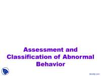 Assessment and Classification - Abnormal Psychology - Lecture Slides