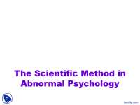 Scientific Method - Abnormal Psychology - Lecture Slides