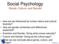 Genes, Culture, Gender - Social Psychology - Lecture Slides