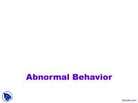 Abnormal Behavior - Abnormal Psychology - Lecture Slides