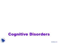 Cognitive Disorders: Assessment, Types, Etiology, and Treatment