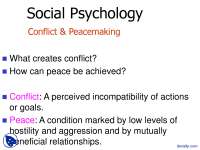 Conflict and Peacemaking - Social Psychology - Lecture Slides