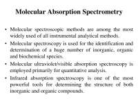 Molecular Absorption Spectrometry - Quantitative Analysis - Lecture Slides