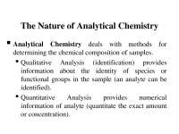 Nature of Analytical Chemistry - Quantitative Analysis - Lecture Slides