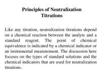 Principles of Neutralization Titrations - Quantitative Analysis - Lecture Slides