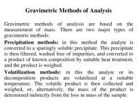Gravimetric Methods of Analysis - Quantitative Analysis - Lecture Slides
