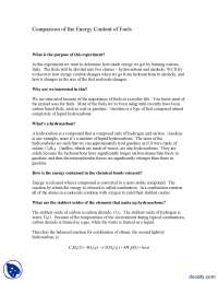 Energy Content of Fuels - Pollutants in the Environment - Lab Manual