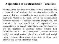 Application of Neutralization Titrations - Quantitative Analysis - Lecture Slides
