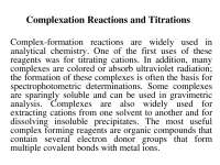 Complexation Reactions and Titrations - Quantitative Analysis - Lecture Slides