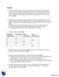 Production - Intermediate Microeconomics - Assignment - Docsity