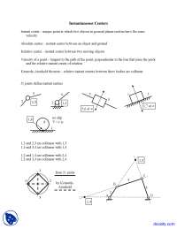 Instantaneous Centers - Computer-Aided Analysis of Machine Dynamics - Lecture Notes