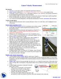 Velocity measurement - Instrumentation, Measurements, Statistics - Lecture Notes