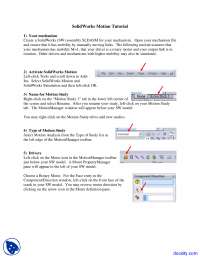 SolidWorks Motion Tutorial - Computer-Aided Analysis of Machine Dynamics - Lecture Notes