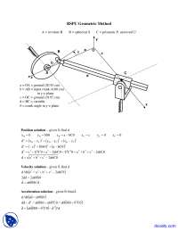 RSPU Geometric Method - Computer-Aided Analysis of Machine Dynamics - Lecture Notes