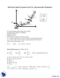 Differential-Algebraic Equations for Anthropomorphic Manipulator: Dynamics and Control