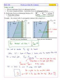 Hydrostatic Forces - Fluid Flow - Handout - Docsity