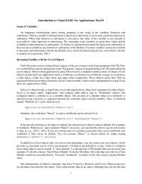 Introduction to Visual BASIC - Research and Teaching Methods - Lab ...