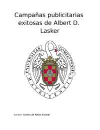 Trabajo de Lasker y su libro titulado "Campañas publicitarias exitosas"