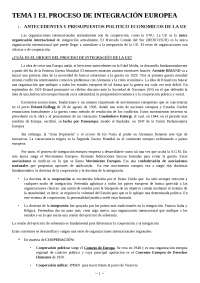EL PROCESO DE INTEGRACIÓN EUROPEA - Apuntes de Historia - Docsity