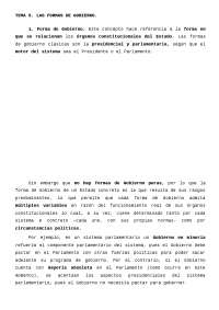Las formas de Gobierno - Apuntes de Derecho Constitucional - Docsity