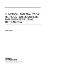 Mathematica for Scientist and Engineers