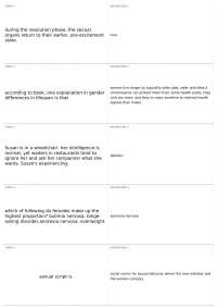 Overview of Sexual Health & Behaviors: Anorexia, Romance, Education & Women's Experiences