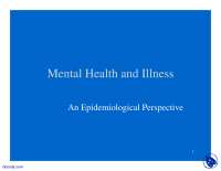 Mental Health and Illness - Health - Lecture Slides