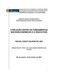 Análise da Relação Entre as Variáveis Macroeconômicas e o Risco-País em Países Emergentes