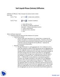 Soil Liquid Phase Diffusion - Soil Physics - Lecture Notes