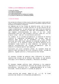Las formas de Gobierno - Apuntes de Derecho Constitucional - Docsity